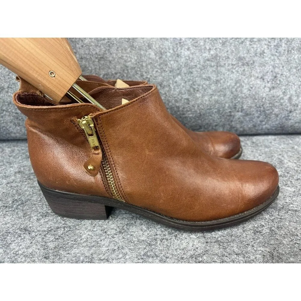 Eric Michael London Booties Women 37 Brown Leather Zip Ankle Boots Spain